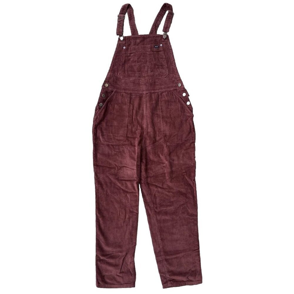RVCA Women Succession Corduroy Overall Pant Size 28 Espresso AVJNP00160